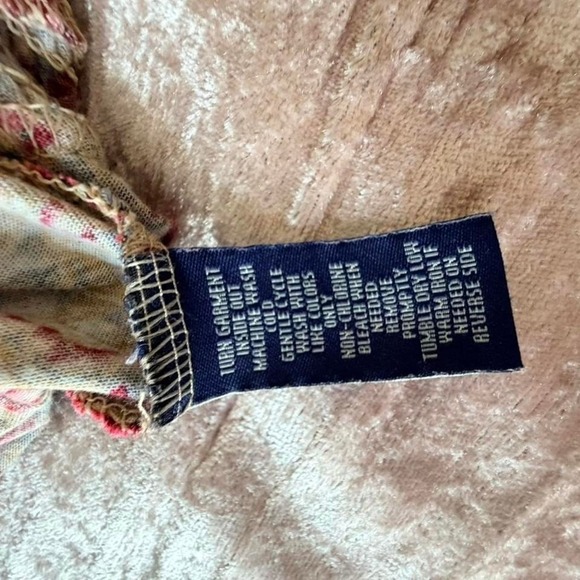 Chaps Denim Womens Paisley Print Off Shoulder Smocked Cropped Blouse Top XS - Picture 4 of 6